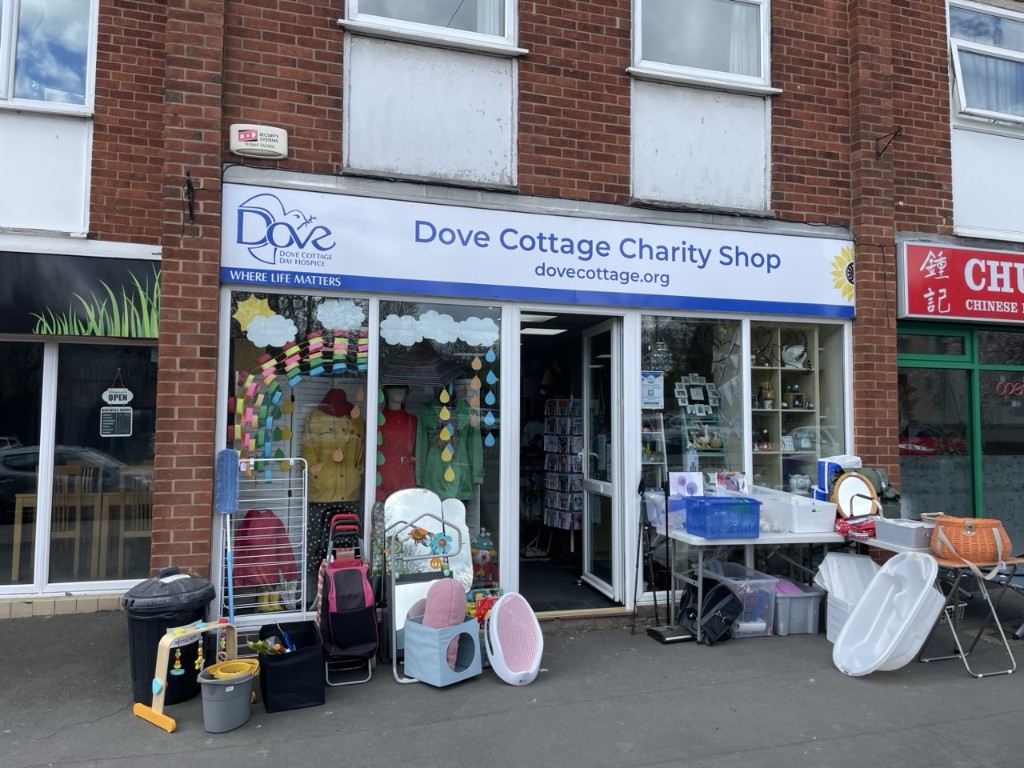 Dove Cottage charity shop storefront in Asfordby